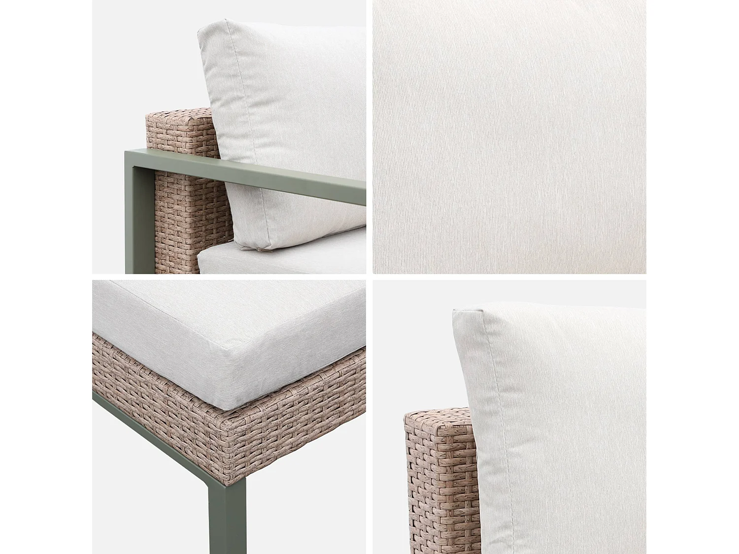 Salon de jardin VELLETRI. beige. aluminium. résine tressée. 5 places L68 x P74 x H63/76cm