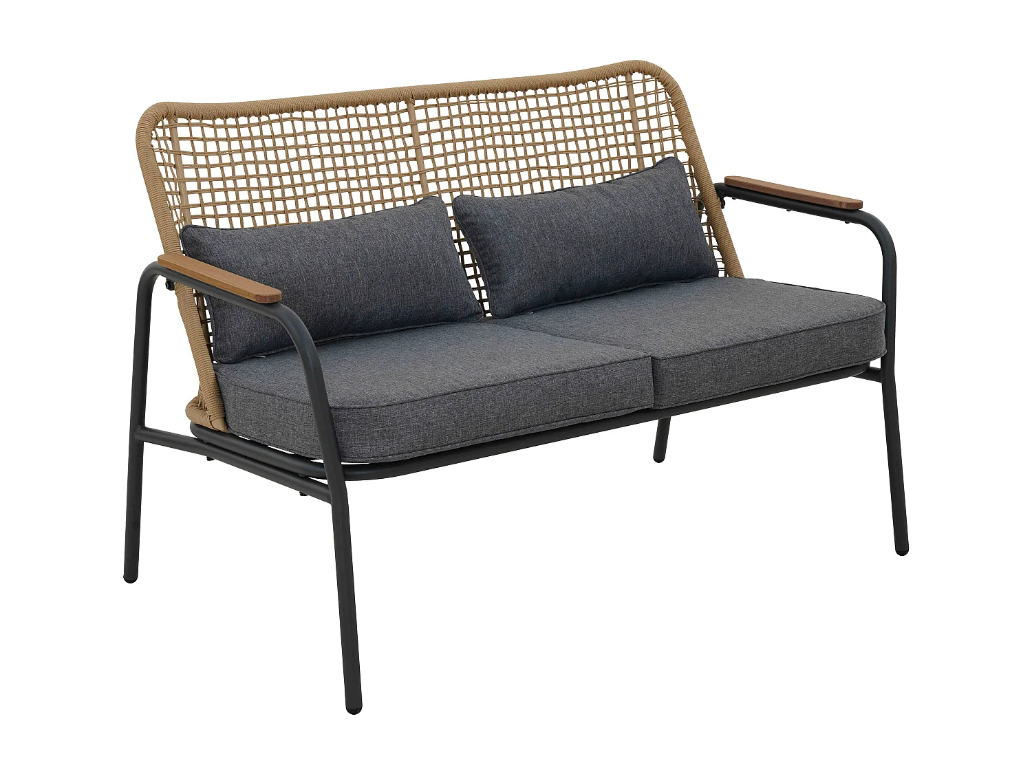 4-zits tuinmeubelen in hout/grijs synthetisch rotan