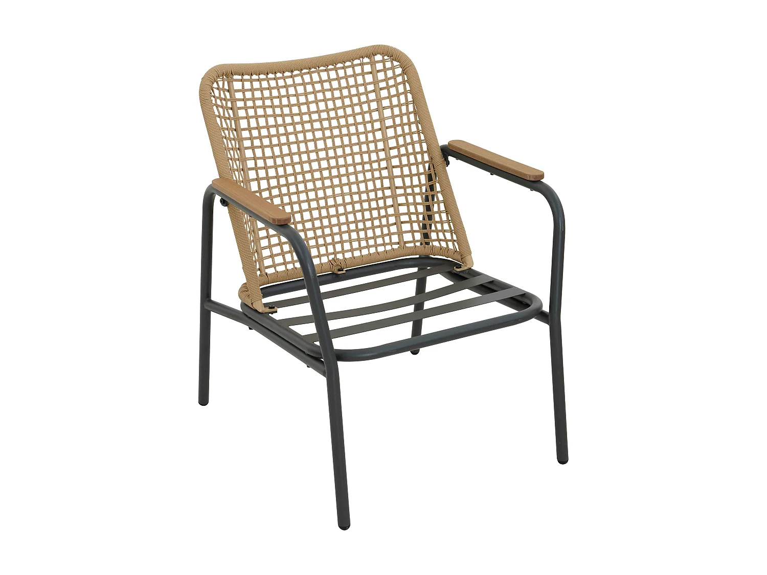 4-zits tuinmeubelen in hout/grijs synthetisch rotan