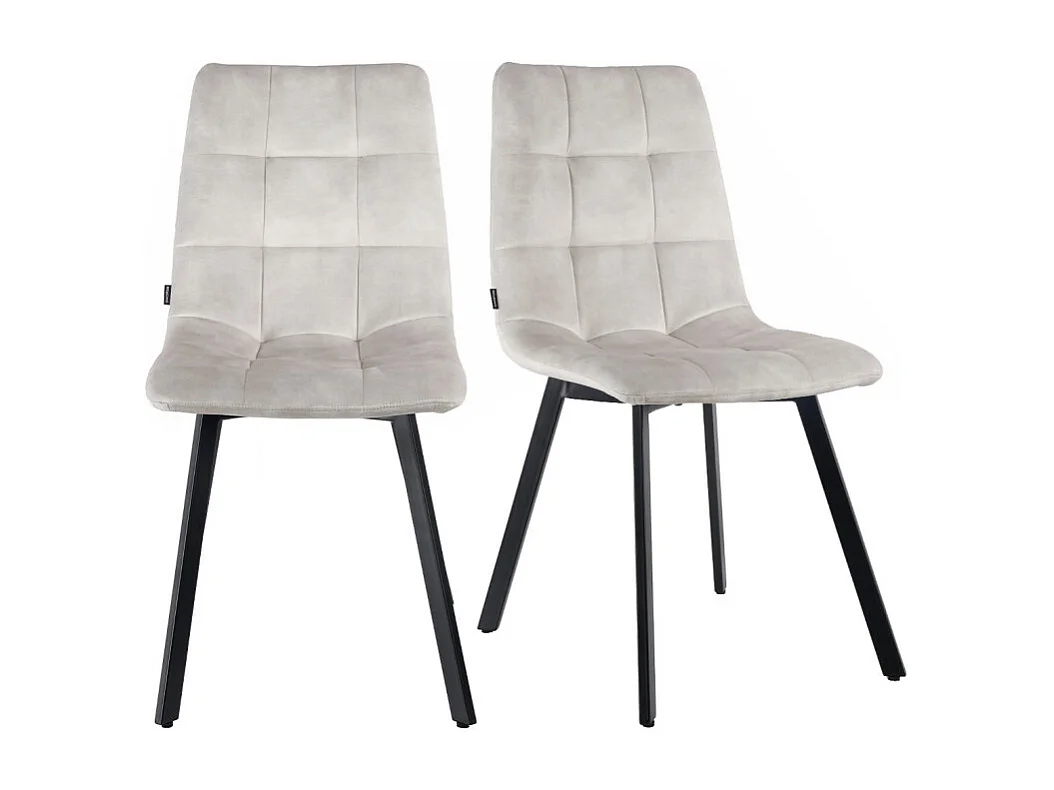 Lot de 2 chaises en velours écru avec pieds en métal noir - NAMI 2