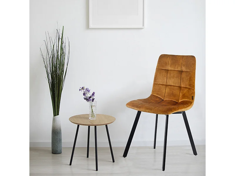 Lot de 2 chaises en velours moutarde avec pieds en métal noir - NAMI 2