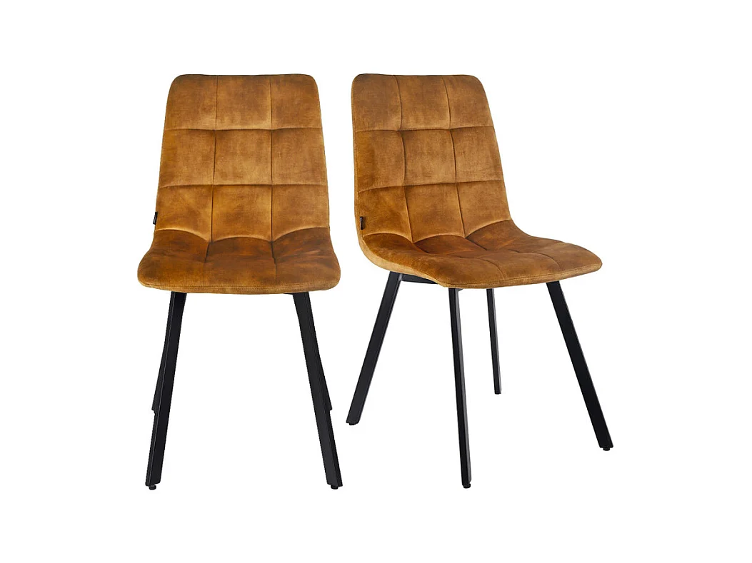 Lot de 2 chaises en velours moutarde avec pieds en métal noir - NAMI 2