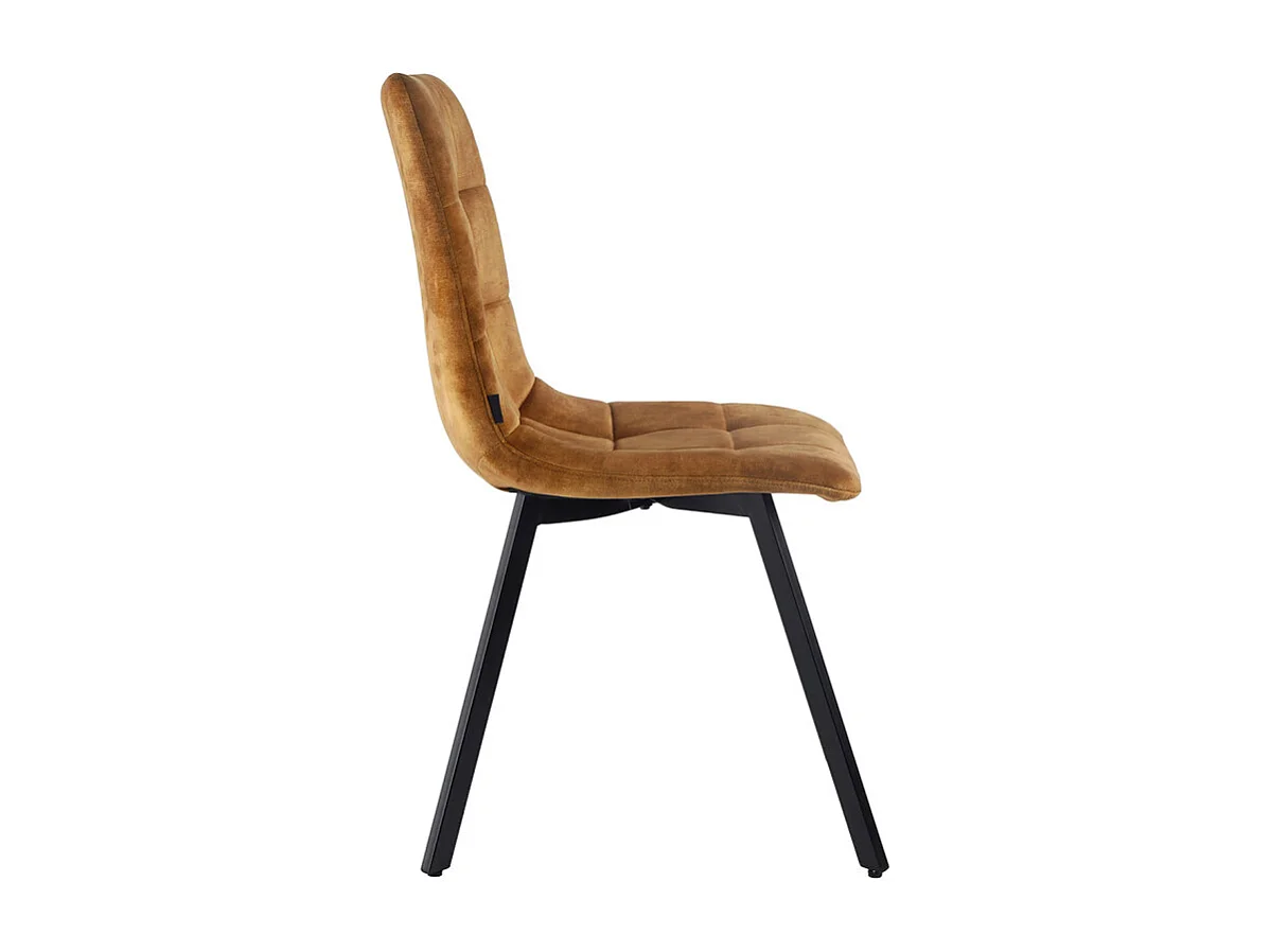 Lot de 2 chaises en velours moutarde avec pieds en métal noir - NAMI 2