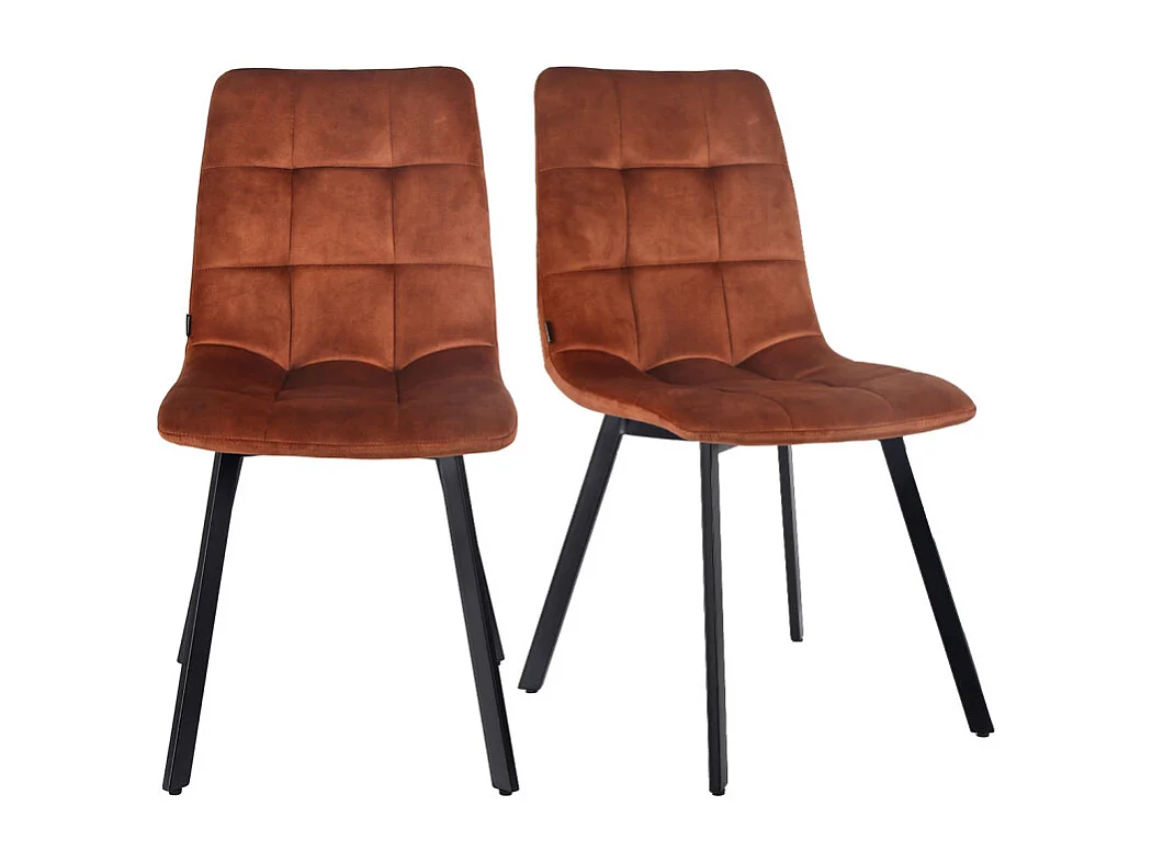 Lot de 2 chaises en velours ocre rouge avec pieds métal noir - NAMI 2