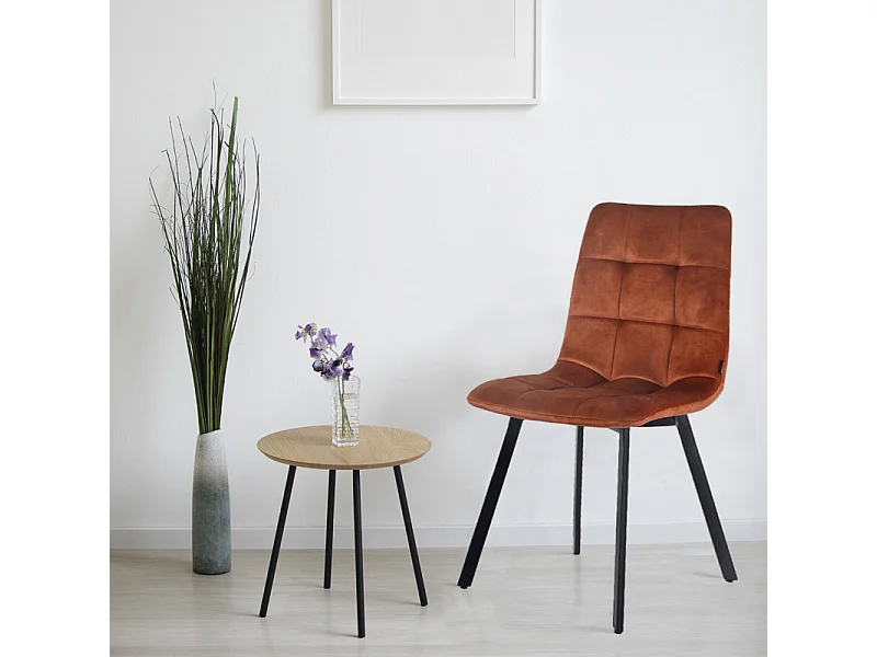 Lot de 2 chaises en velours ocre rouge avec pieds métal noir - NAMI 2