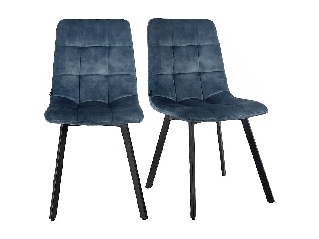 Lot de 2 chaises en velours bleu avec pieds en métal noir - NAMI 2