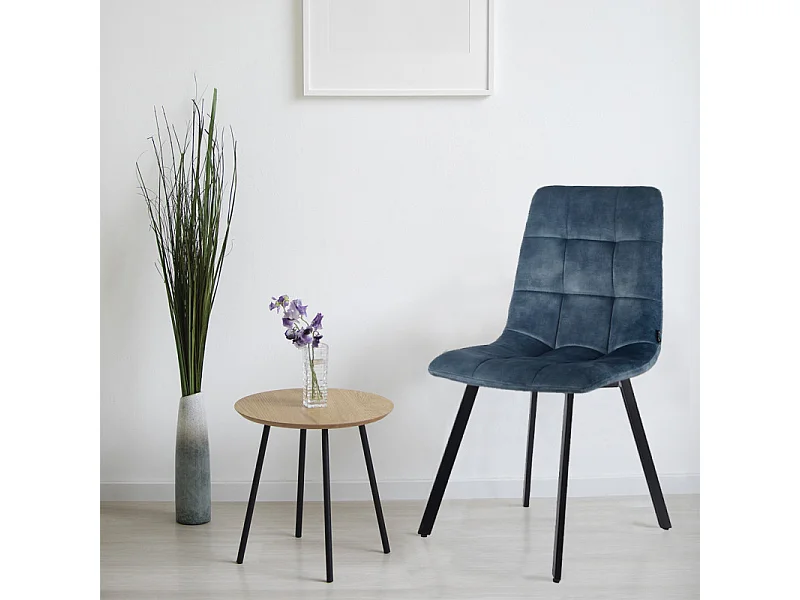 Lot de 2 chaises en velours bleu avec pieds en métal noir - NAMI 2