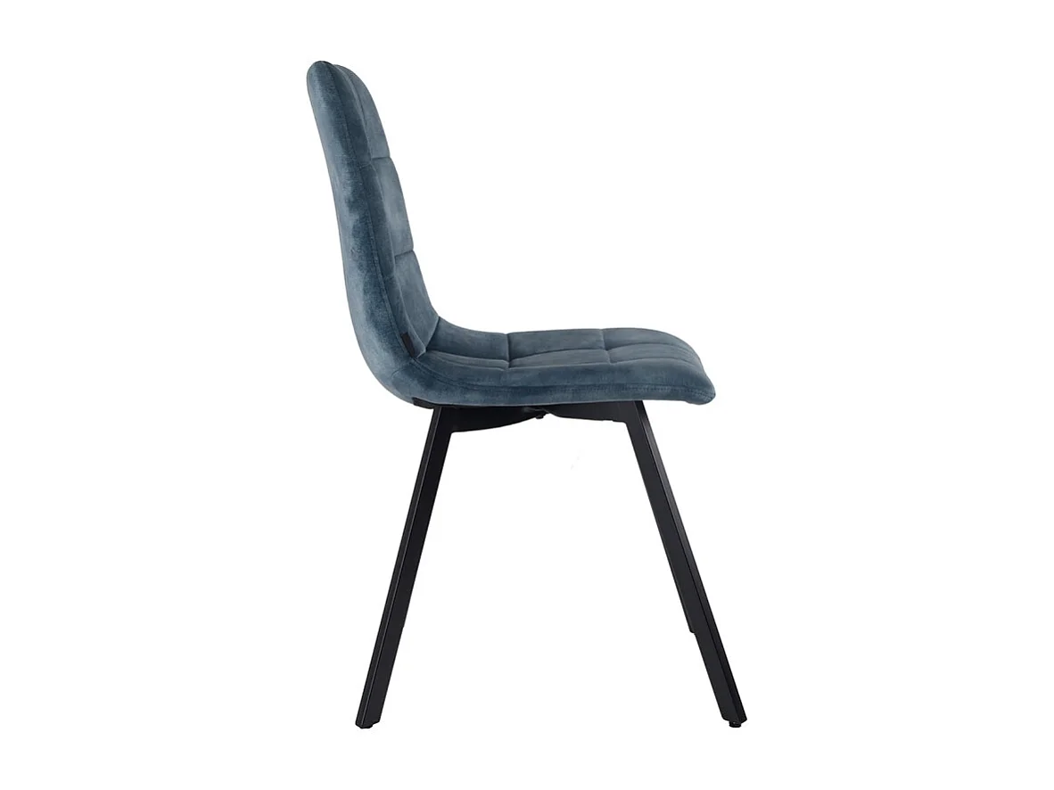 Lot de 2 chaises en velours bleu avec pieds en métal noir - NAMI 2