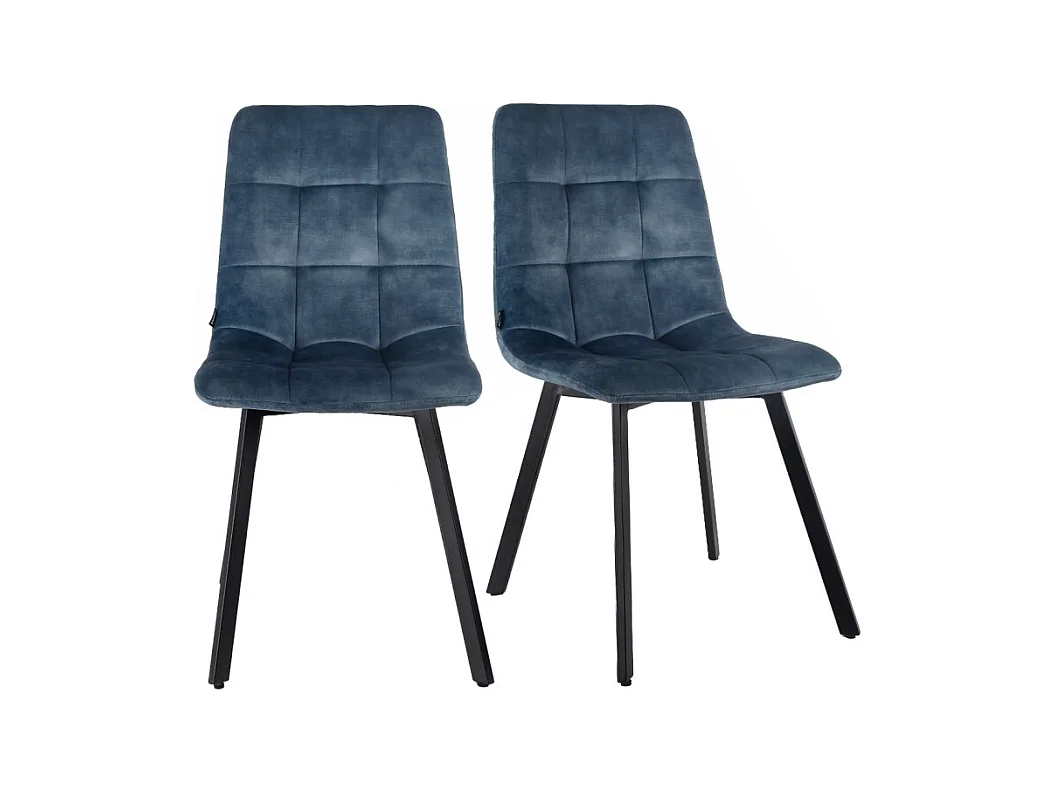 Lot de 2 chaises en velours bleu avec pieds en métal noir - NAMI 2