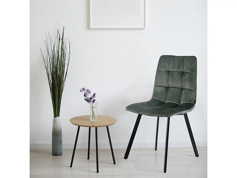 Lot de 2 chaises en velours vert avec pieds en métal noir - NAMI 2