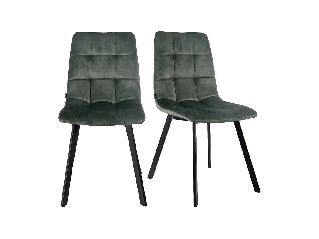 Lot de 2 chaises en velours vert avec pieds en métal noir - NAMI 2