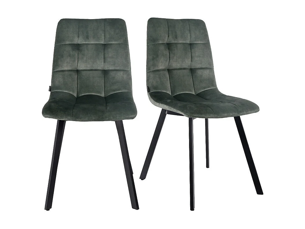 Lot de 2 chaises en velours vert avec pieds en métal noir - NAMI 2