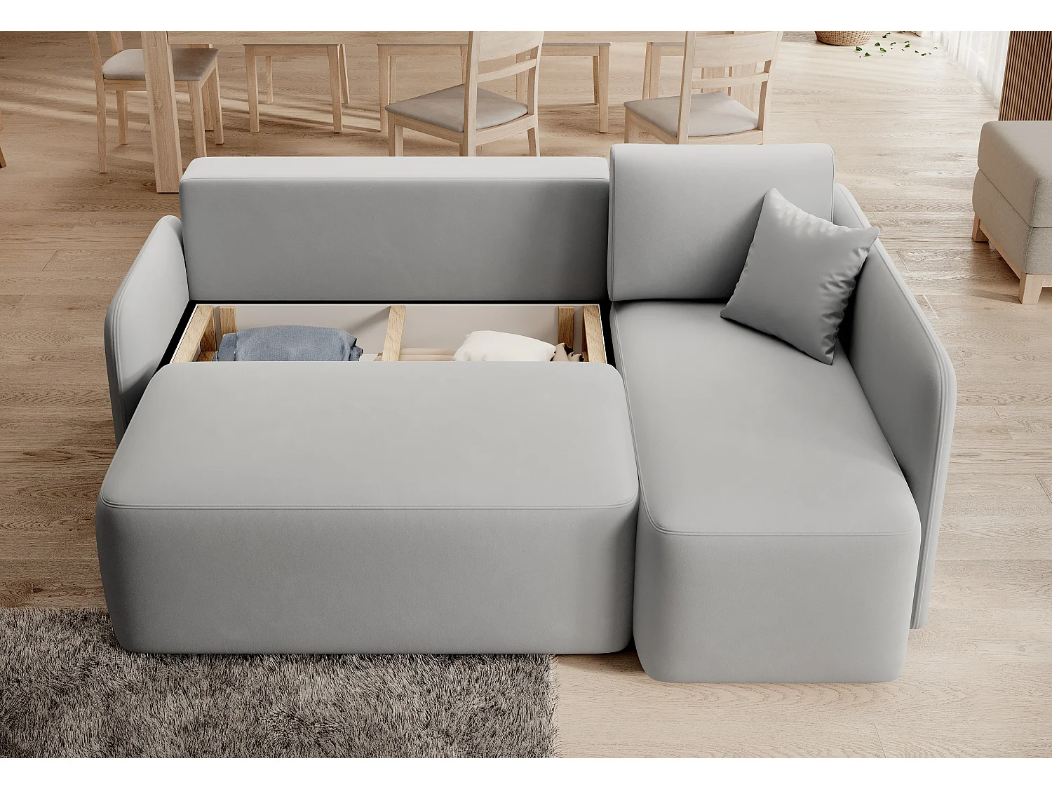 Ecksofa Sergy R/Stoff/Grau