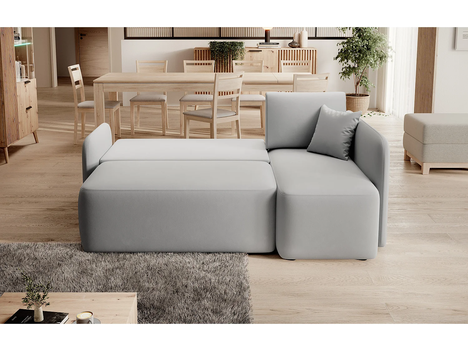 Ecksofa Sergy R/Stoff/Grau