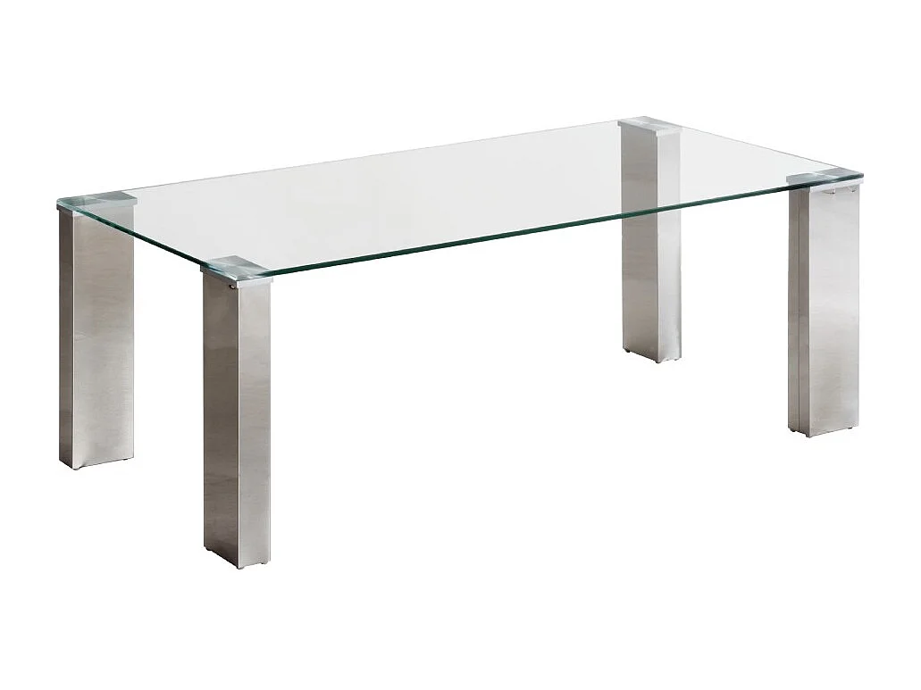 Mesa de centro con sobre de cristal de 110x55x40 cm y patas metálicas Cannes