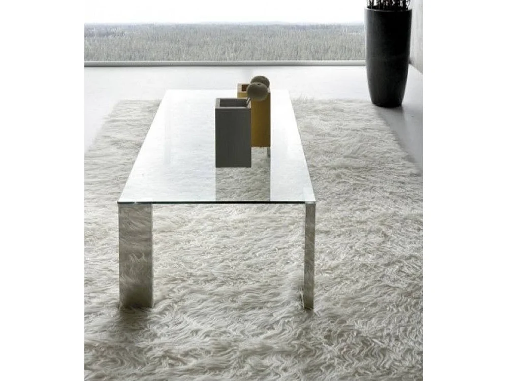 Mesa de centro con sobre de cristal de 110x55x40 cm y patas metálicas Cannes