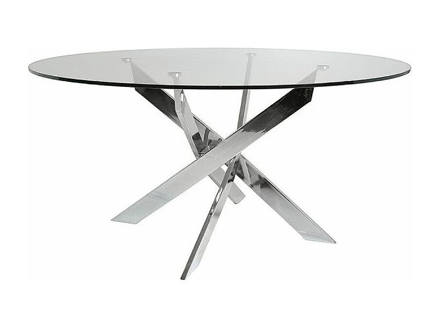 Mesa de centro redonda de 80x40 cm en color transparente y patas metálicas Dan