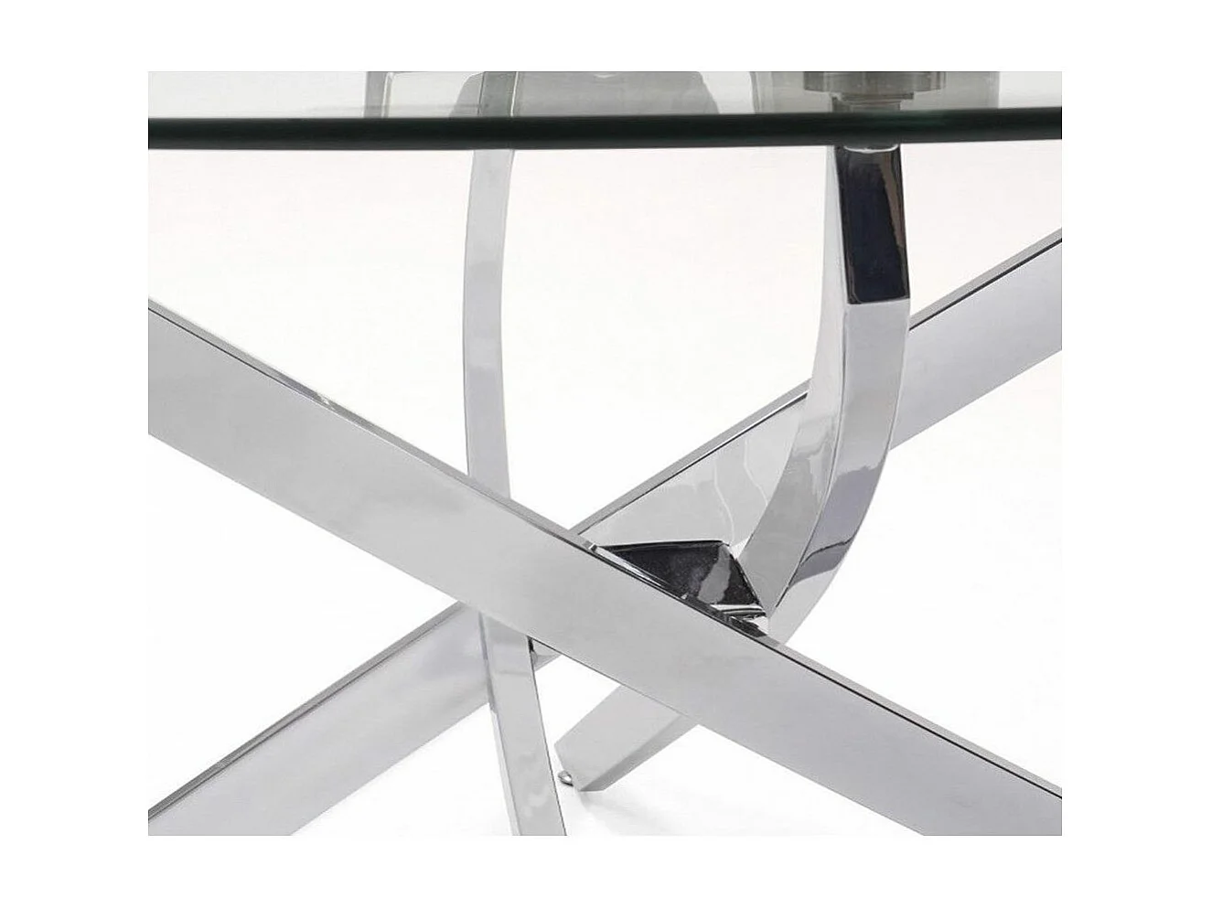 Mesa de centro redonda de 80x40 cm en color transparente y patas metálicas Dan