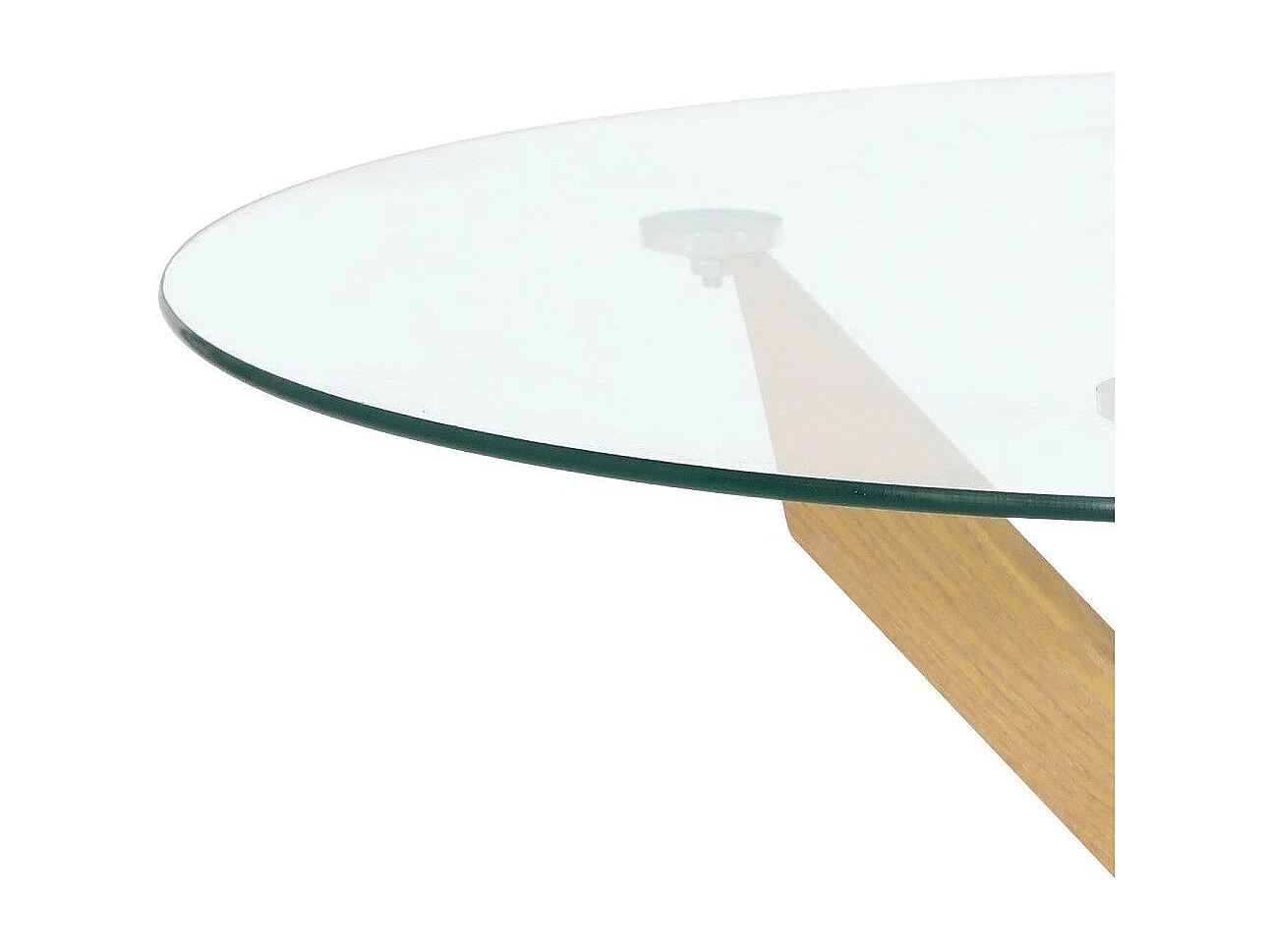 Mesa de centro redonda de 40x80 cm con sobre de cristal y patas de madera Dan