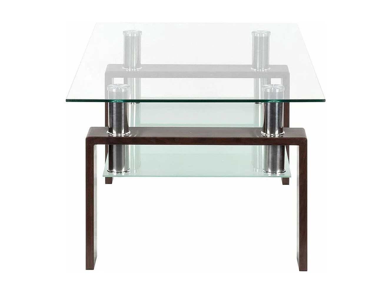 Mesa de centro de 43x100x60 cm con sobre de cristal y patas wengué Kendra