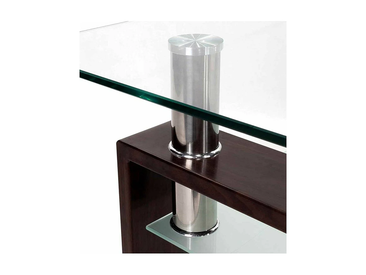 Mesa de centro de 43x100x60 cm con sobre de cristal y patas wengué Kendra