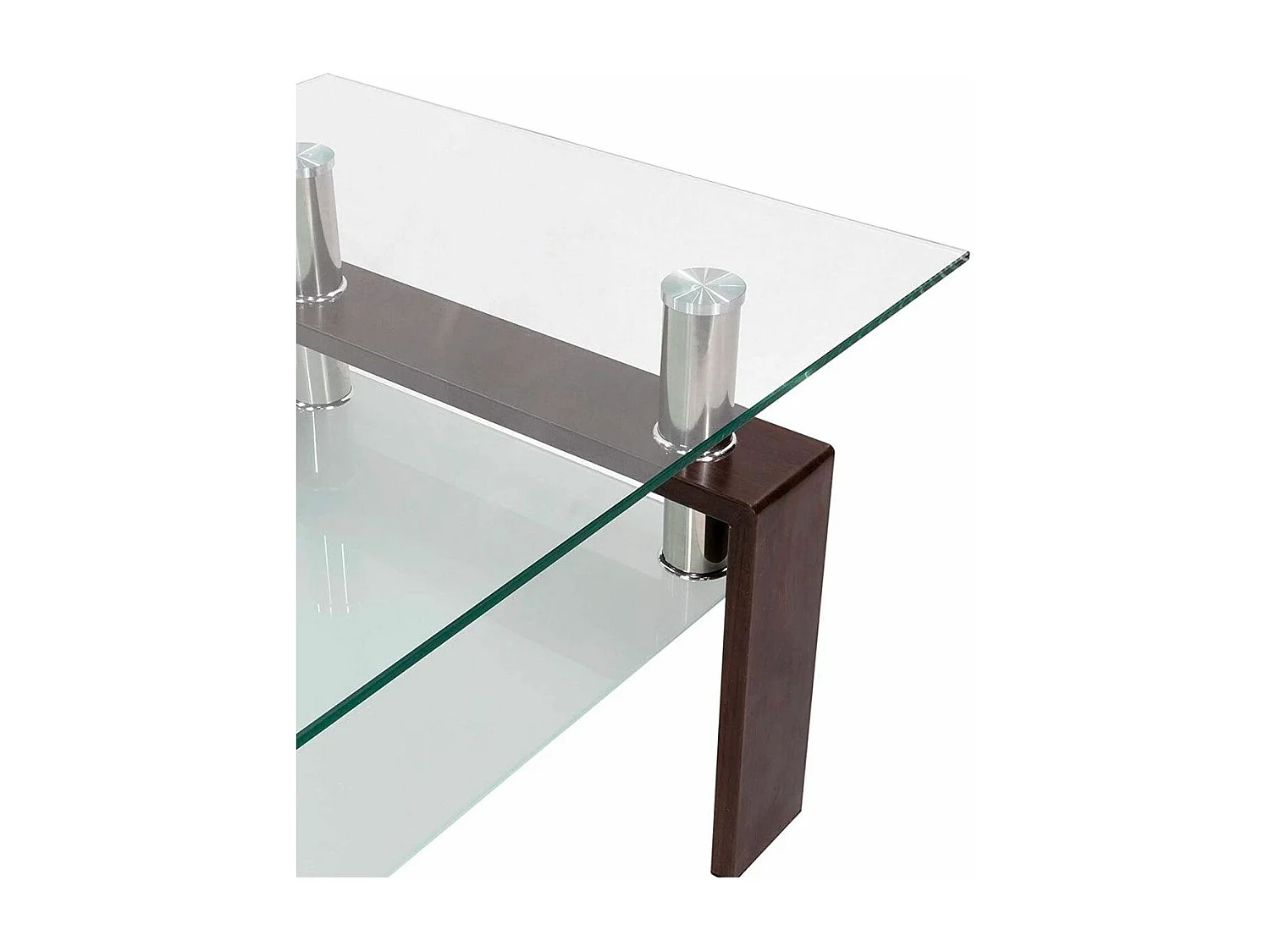 Mesa de centro de 43x100x60 cm con sobre de cristal y patas wengué Kendra