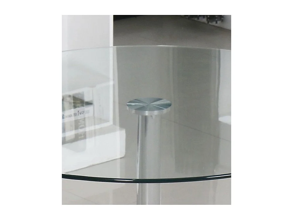 Mesa redonda de cristal de 90x75 cm con pata central metálica cromada Rune
