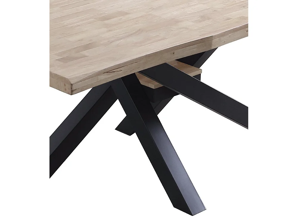 Mesa de comedor de 76x180x100 cm en color roble nordish y patas metálicas negras Gael