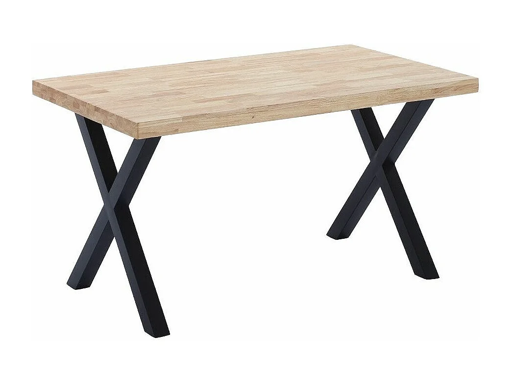 Mesa de comedor estilo industrial de 140x80x76 cm de madera y patas negras en 'X' Darek
