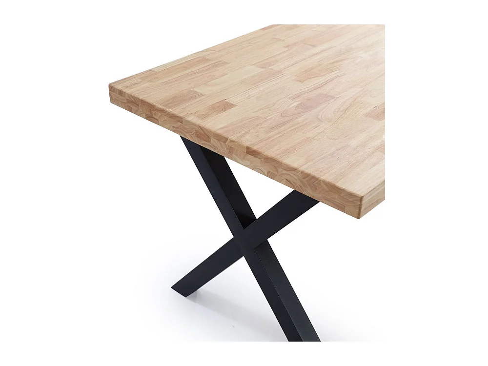 Mesa de comedor estilo industrial de 140x80x76 cm de madera y patas negras en 'X' Darek