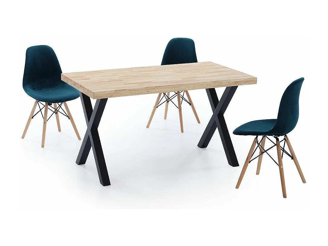 Mesa de comedor estilo industrial de 140x80x76 cm de madera y patas negras en 'X' Darek