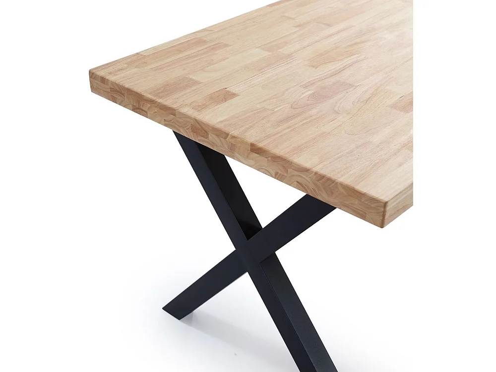 Mesa de comedor estilo industrial de 140x80x76 cm de madera y patas negras en 'X' Darek