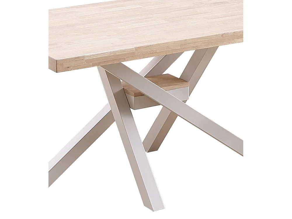 Mesa de comedor de 76x140x80 cm en color roble nordish y patas metálicas blancas Gael