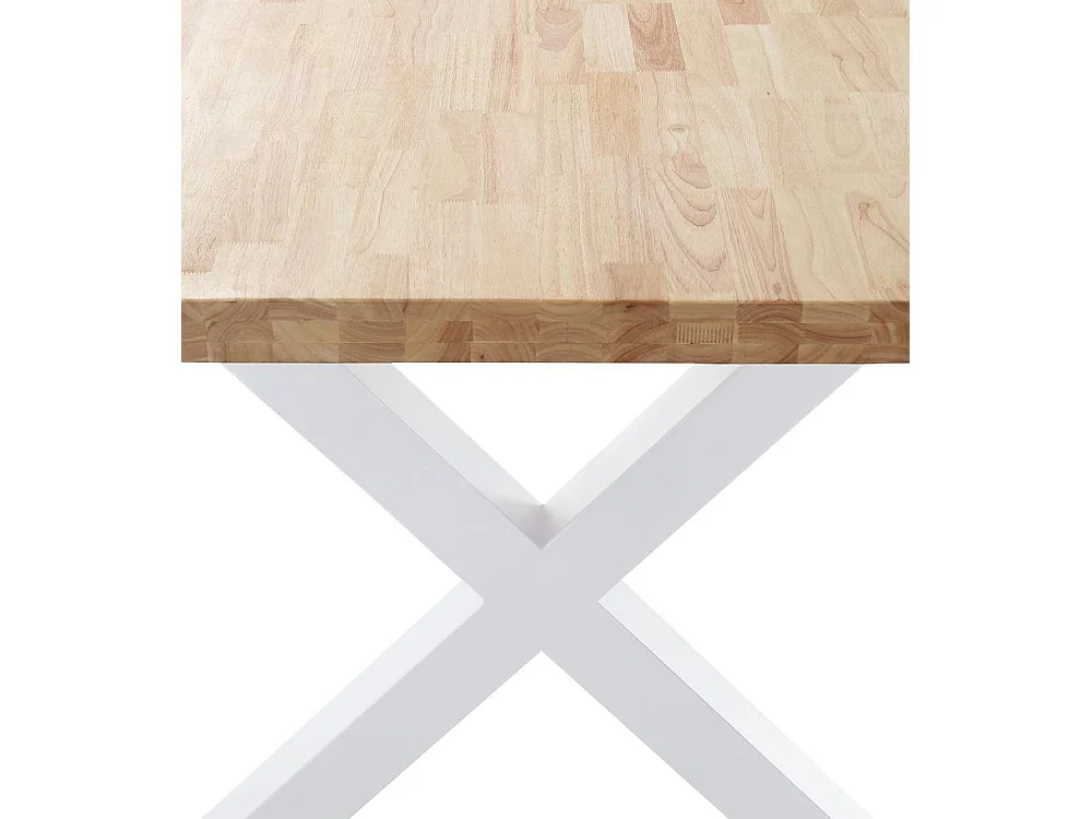 Mesa de comedor estilo industrial de 140x80x76 cm de madera y patas blancas en 'X' Darek