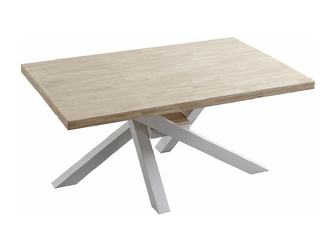 Mesa de comedor de 76x160x100 cm en color roble nordish y patas metálicas blancas Gael