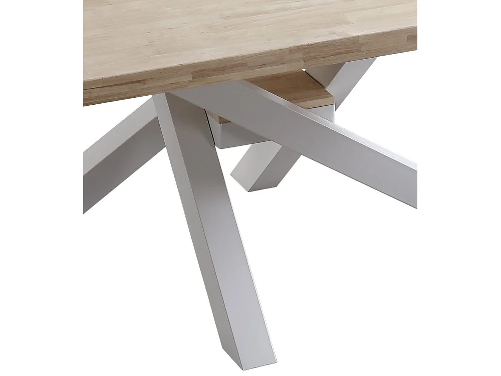 Mesa de comedor de 76x160x100 cm en color roble nordish y patas metálicas blancas Gael