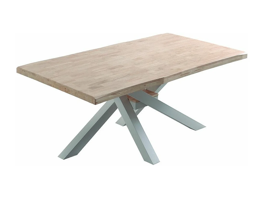 Mesa de comedor de 76x180x100 cm en color roble nordish y patas metálicas blancas Gael