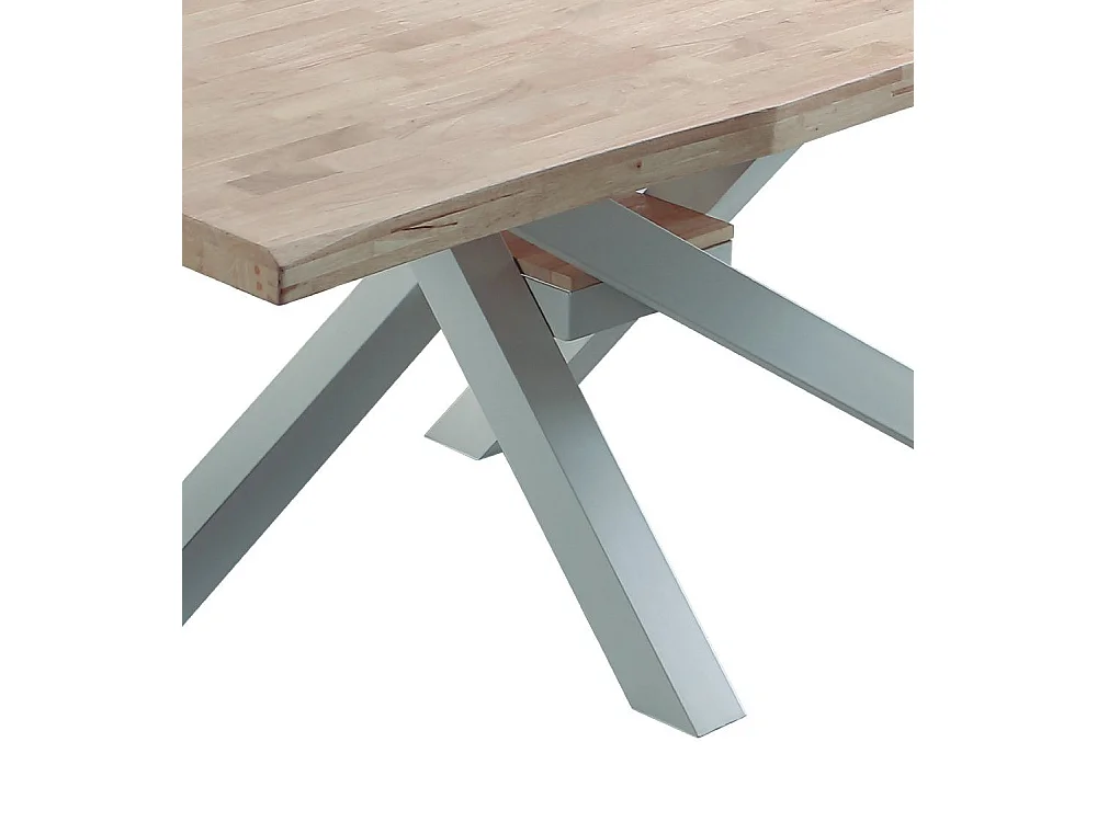 Mesa de comedor de 76x180x100 cm en color roble nordish y patas metálicas blancas Gael