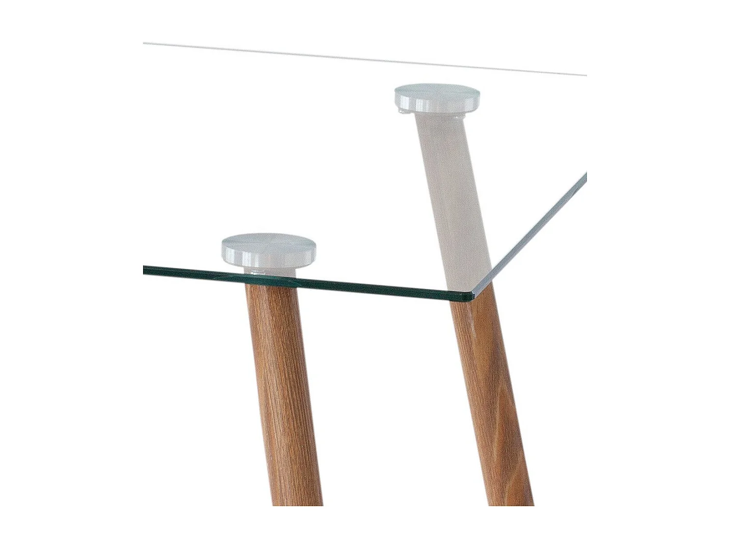 Mesa de cristal rectangular de 120x80x75 cm en color transparente y patas roble Varsovia