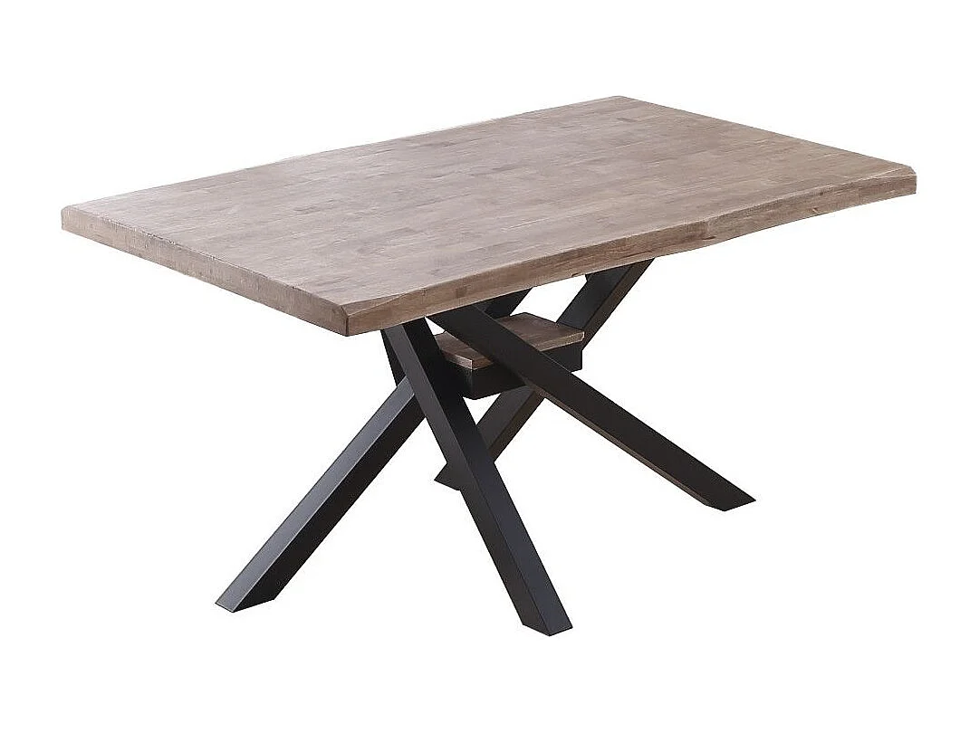 Mesa de comedor de 76x150x90 cm en color roble honey y patas metálicas negras Gael