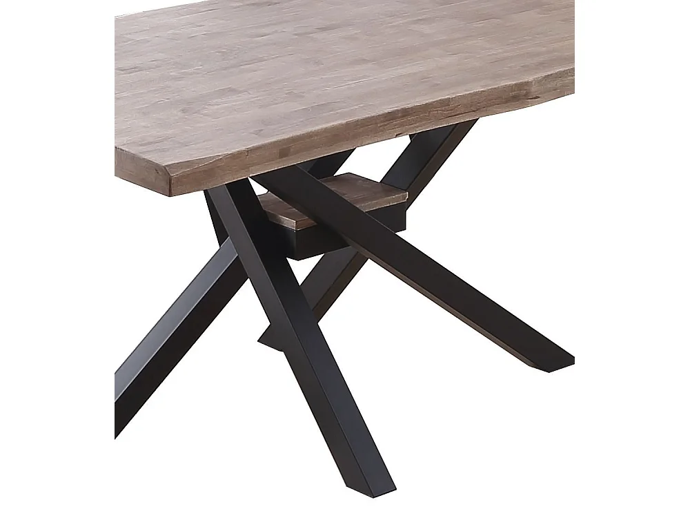 Mesa de comedor de 76x150x90 cm en color roble honey y patas metálicas negras Gael