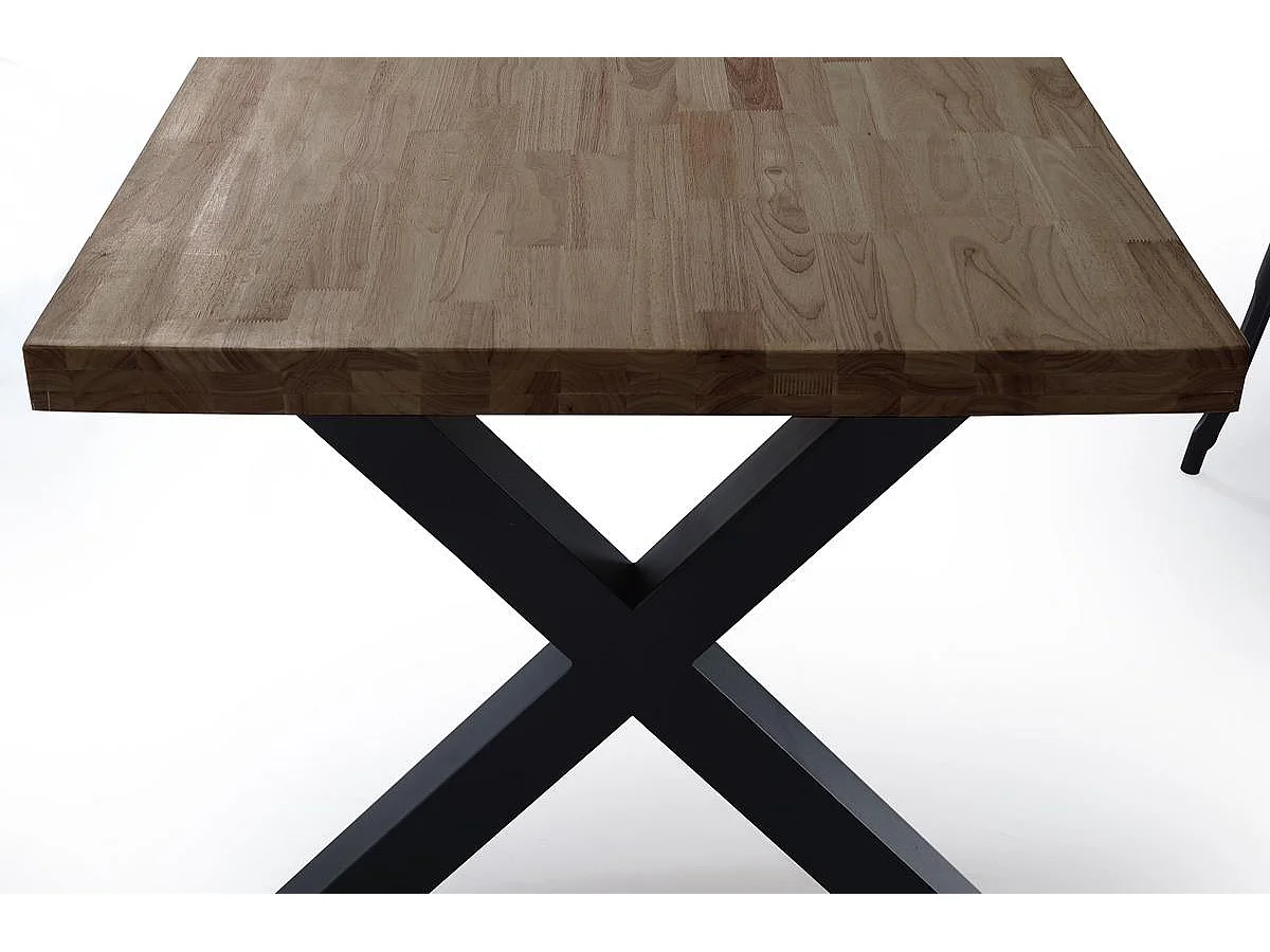 Mesa de comedor estilo industrial de 160x90x76 cm de madera y patas negras en 'X' Darek