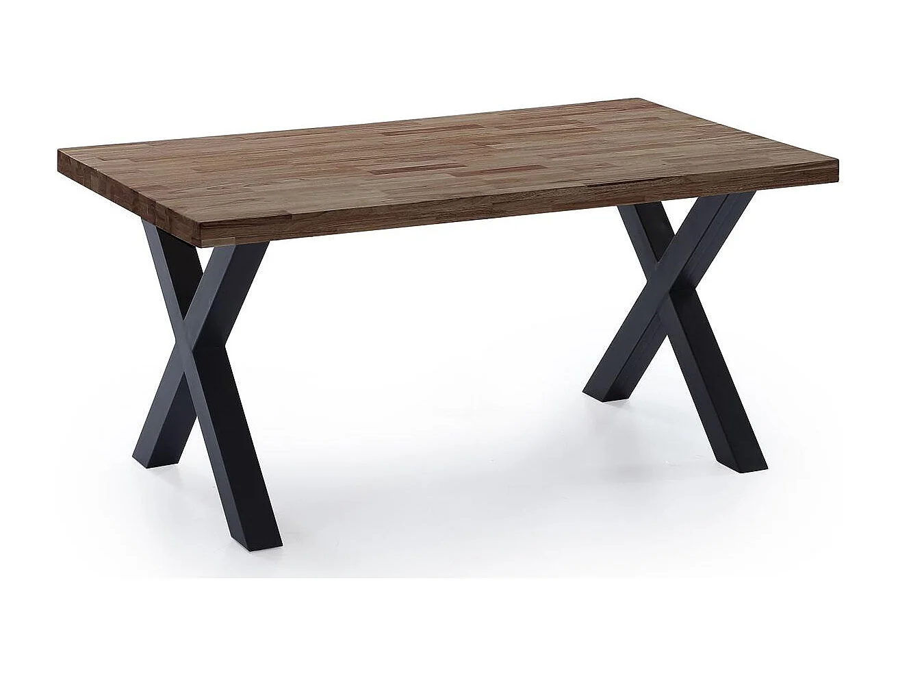 Mesa de comedor estilo industrial de 160x90x76 cm de madera y patas negras en 'X' Darek