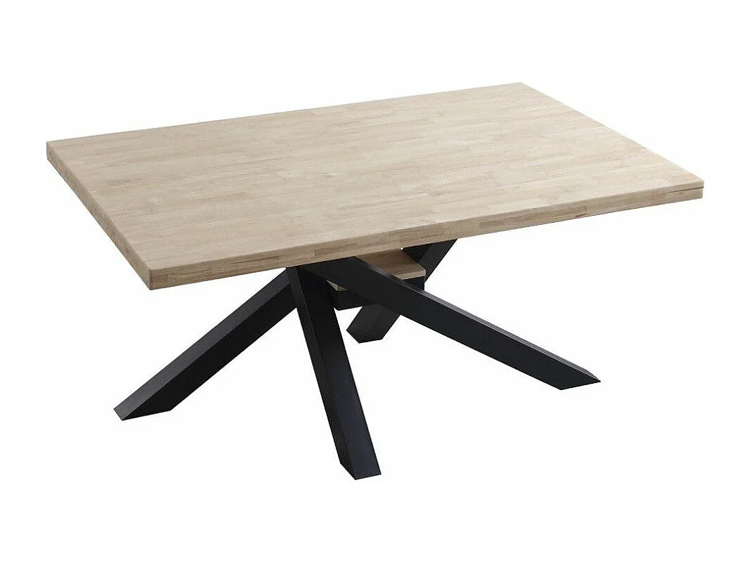 Mesa de comedor de 76x160x100 cm en color roble nordish y patas metálicas negras Gael