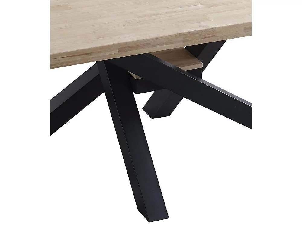 Mesa de comedor de 76x160x100 cm en color roble nordish y patas metálicas negras Gael