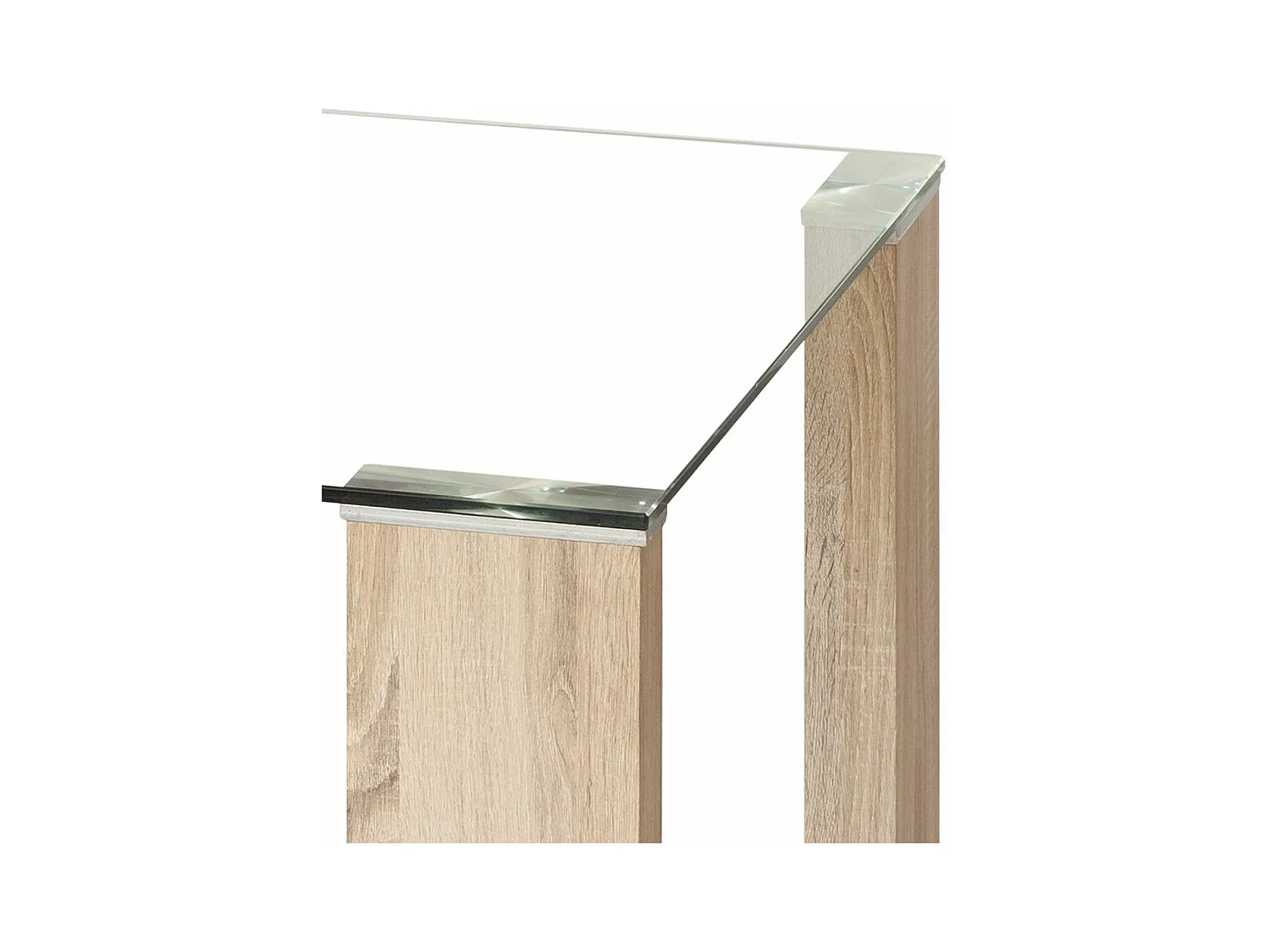 Mesa de salón-comedor rectangular de 140x90x76 cm transparente y patas roble Cannes