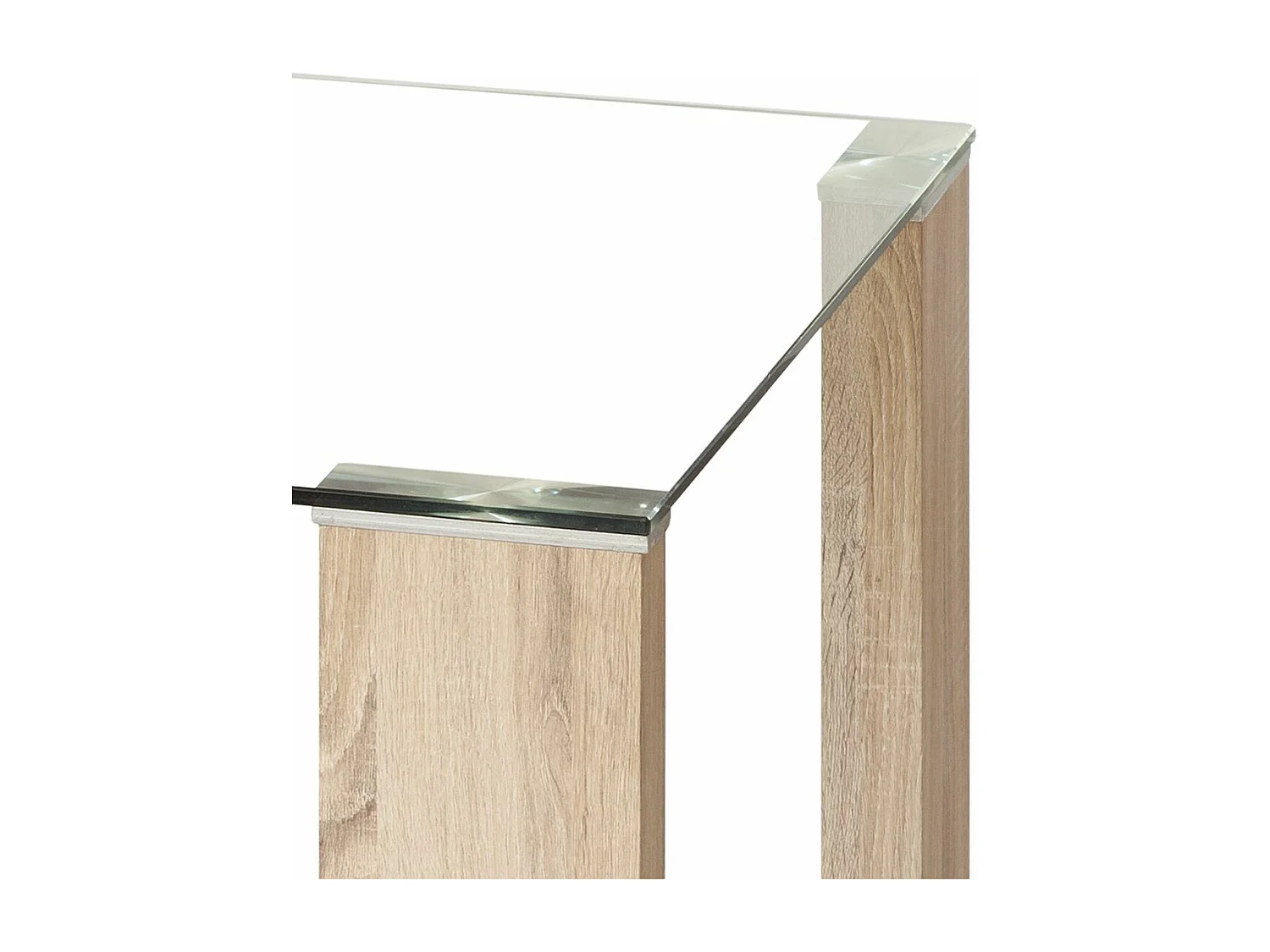 Mesa de salón-comedor rectangular de 140x90x76 cm transparente y patas roble Cannes