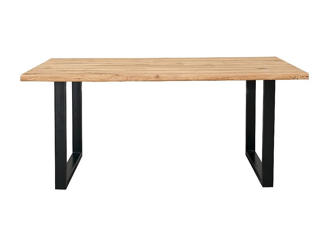 Mesa de comedor nórdica de 75x160x90 cm con sobre de madera y patas metálicas Derby