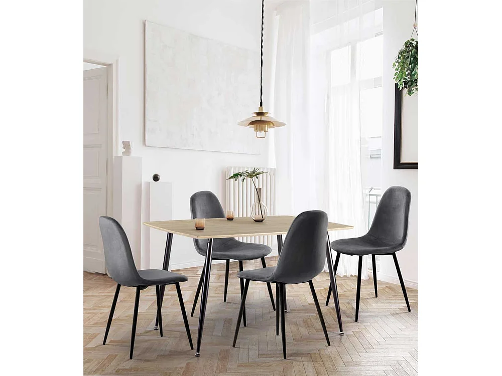 Mesa de comedor de 120x80x75 cm en color roble y patas negras Bratislava