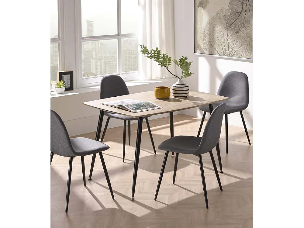 Mesa de comedor de 120x80x75 cm en color roble y patas negras Bratislava